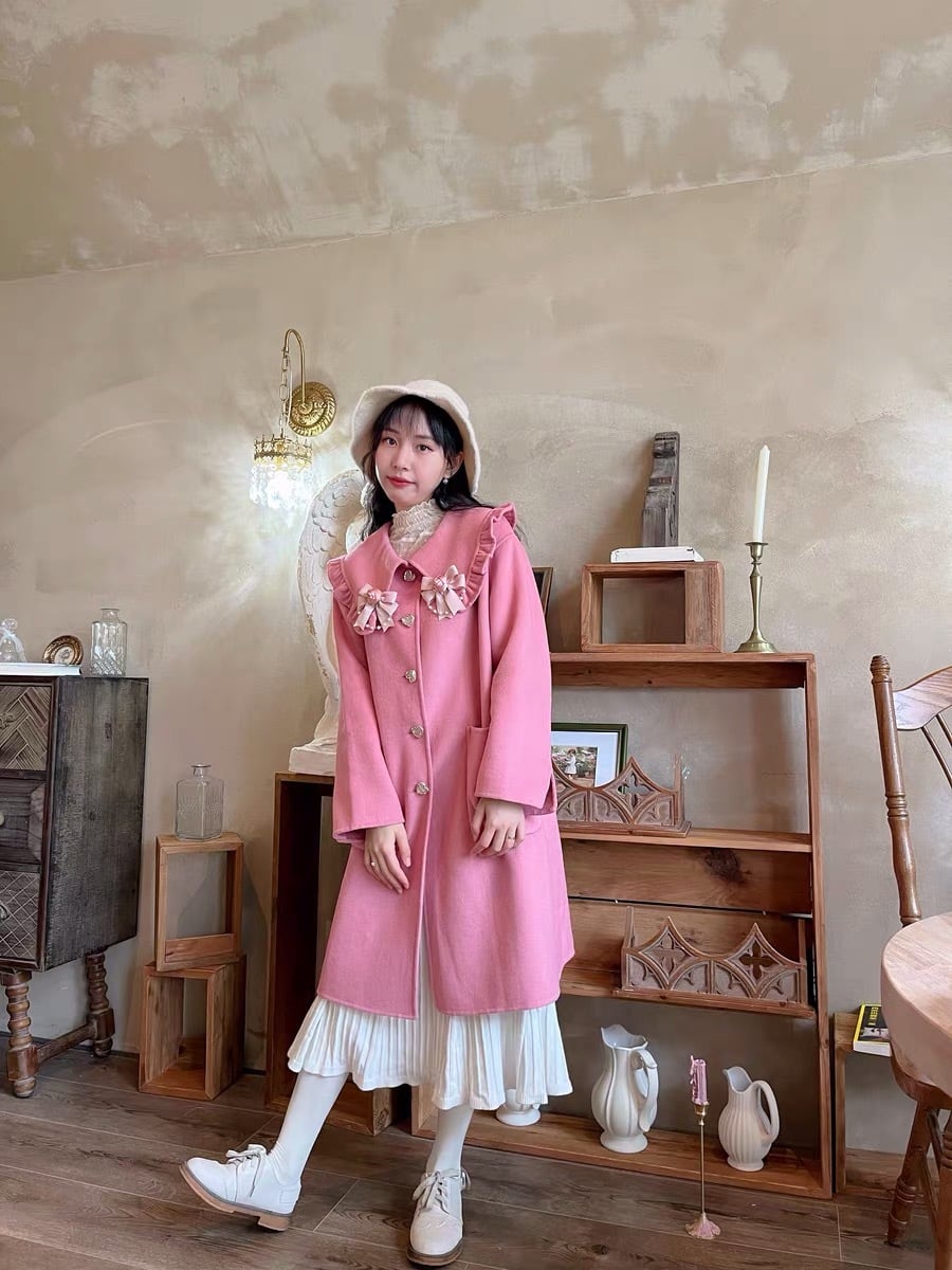 コート ピンク リボン 水色 黄色 姫 ガーリー 原宿 リボン 可愛い