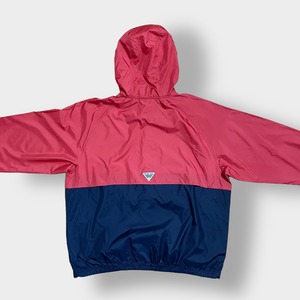 Columbia PFG ハーフジップ プルオーバー アノラックパーカー XL ビッグサイズ ワンポイントロゴ ライトアウター ラグラン アウトドア コロンビア 切替 ツートン US古着