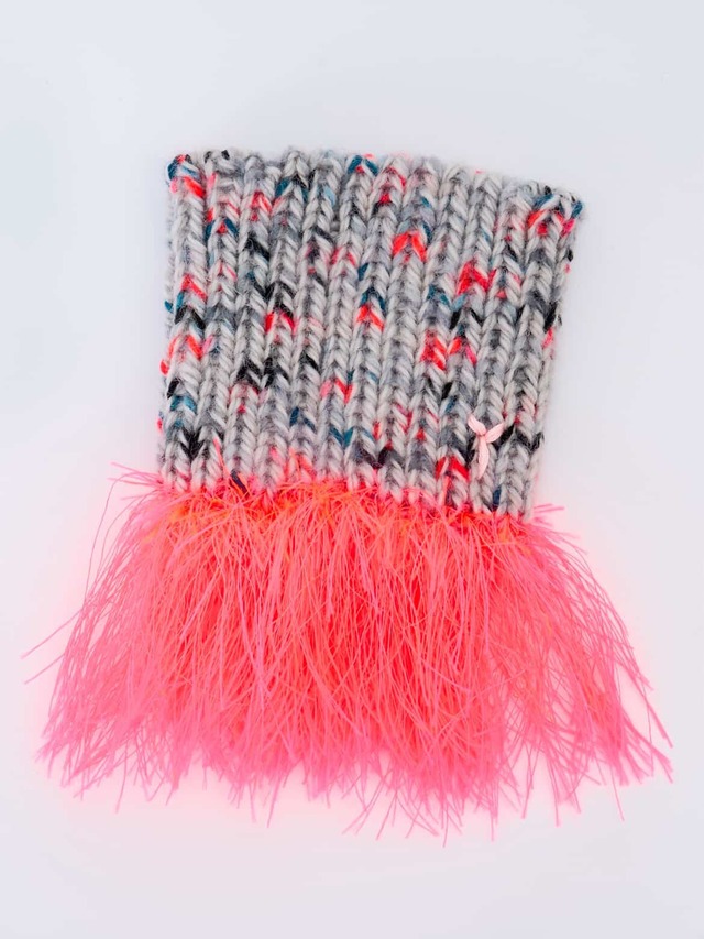 Fringe Knit Snood  Pink