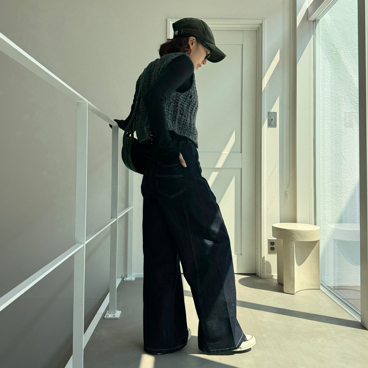 【受注予約：10月下旬入荷予定】切替ワイドデニムPT/インディゴ