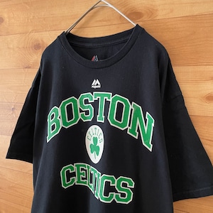 【majestic】NBA ボストン・セルティックス Tシャツ アーチロゴ BOSTON CELTICS バスケットボール Lサイズ US古着