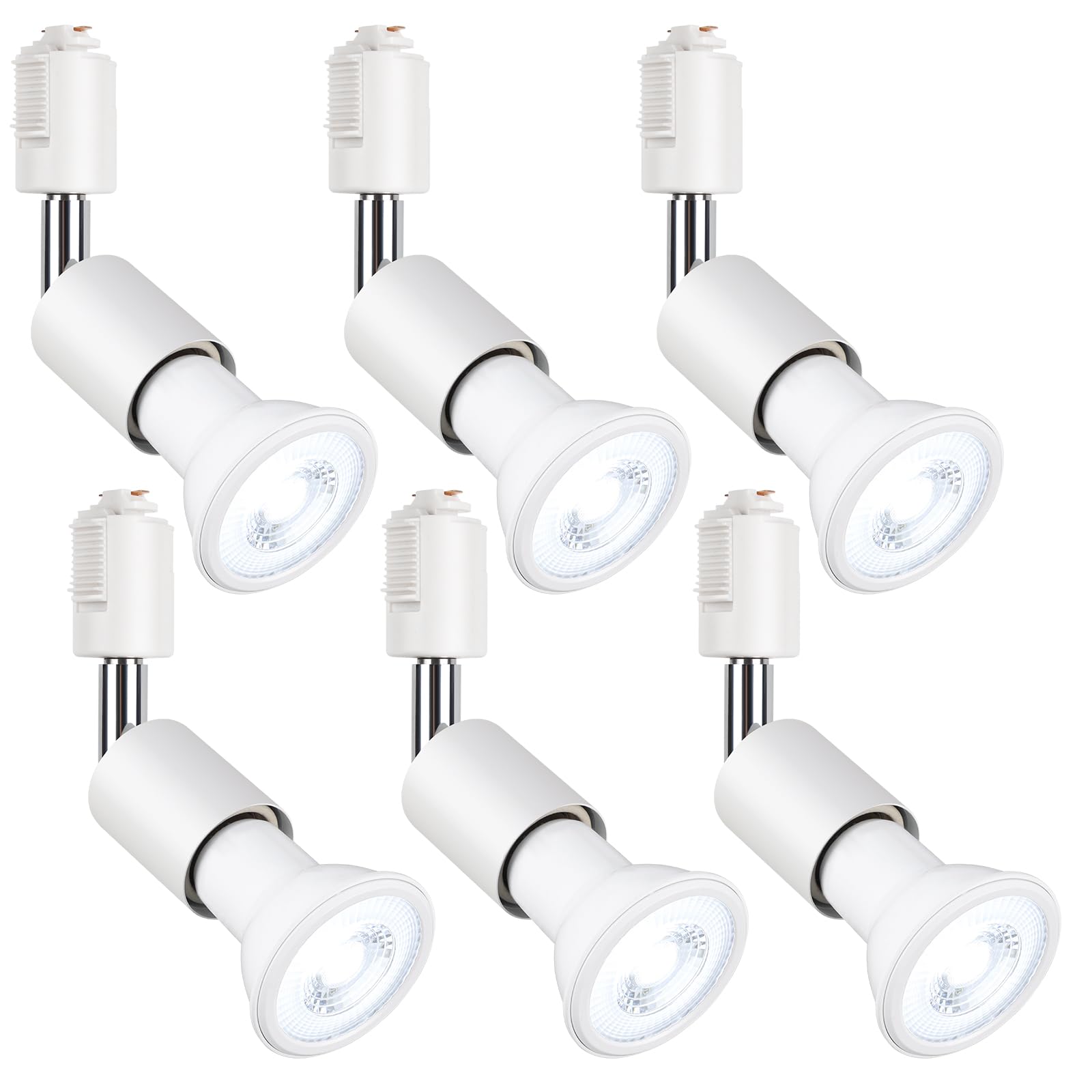 szbritelight スポットライト e26 ダクトレールライト 電球付き ダクトレール用照明器具 ライティングレール 照明 PAR20 レフ球型 ランプ付 LED電球+器具セット (ホワイト, 昼光色 6個セット)
