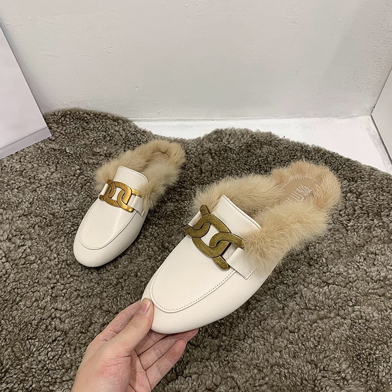 ミュールウィンターソリッド カラーレッド 靴 シューズ 冬物 ソリッドカラー フェイクシューズ97117756165