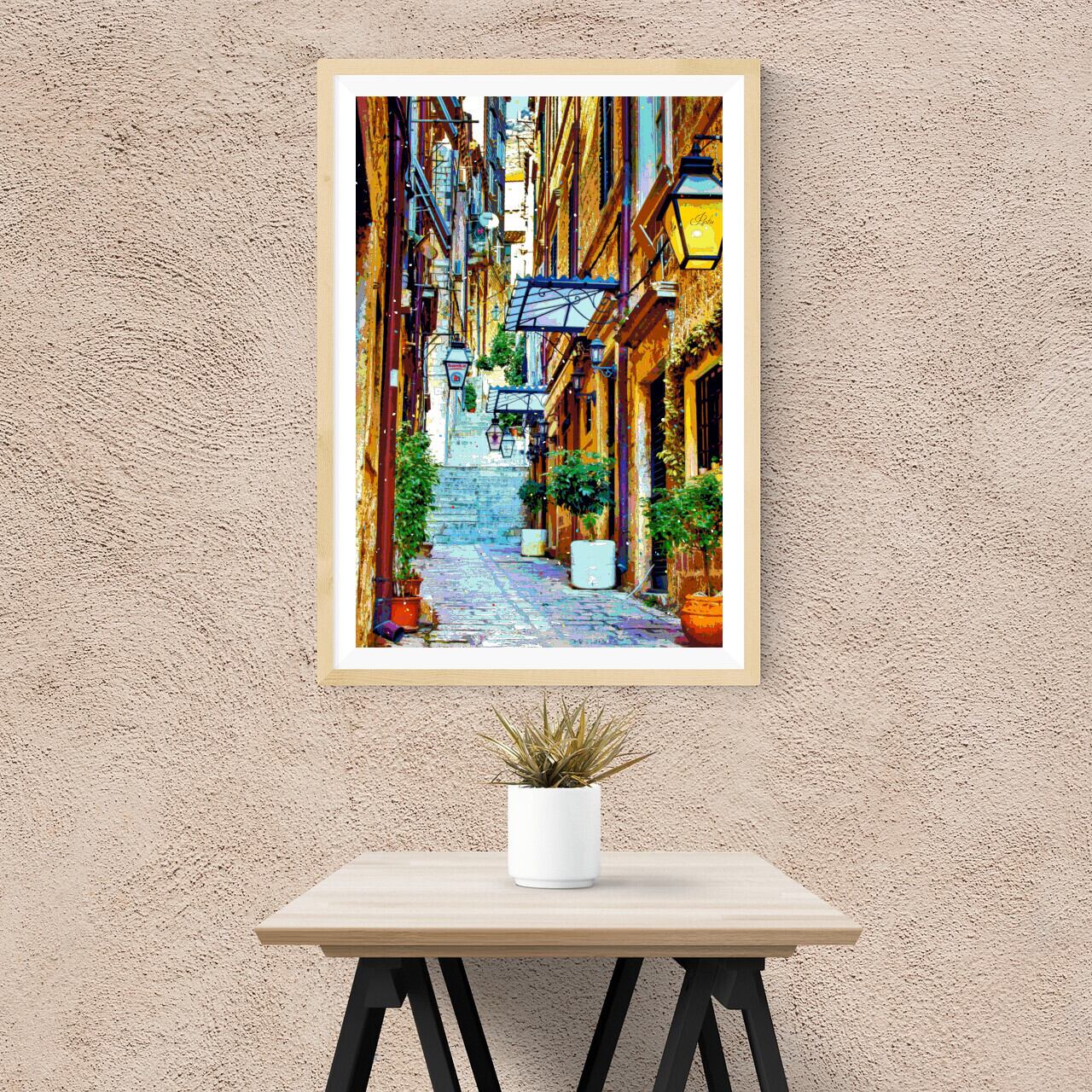 油絵　クロアチア　ドブロブニク　床屋　原画 油絵 クロアチア ドブロブニク 床屋 原画