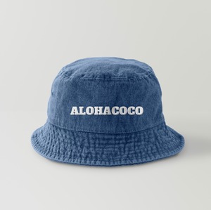 ALOHACOCO刺繍デニムバケットハット【ブルー】