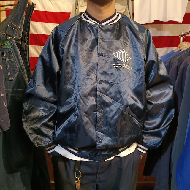 Used ジャケット◆80s XXL USA製 ナイロンジャケット スタジャン ネイビー◆ヴィンテージ アメリカ古着