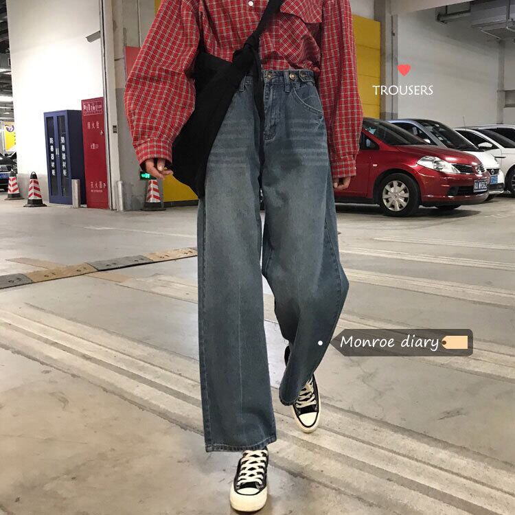 ルーズ薄手パンツ ハイウェストダークスプリングオータムスタンダード レトロ 春物 秋物 モンロー8740701