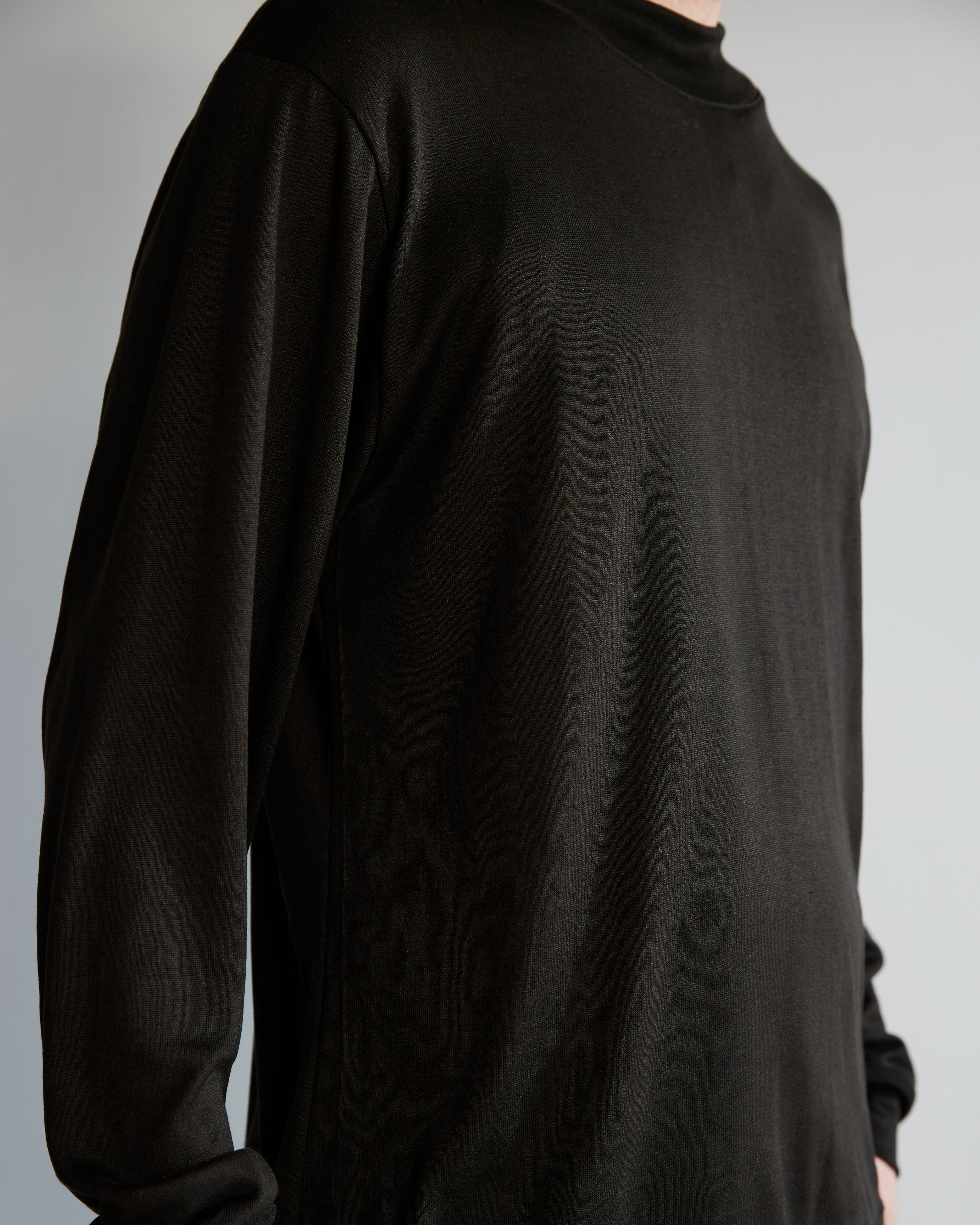 Nu Life in Silk モックネックニットT Black | Basara