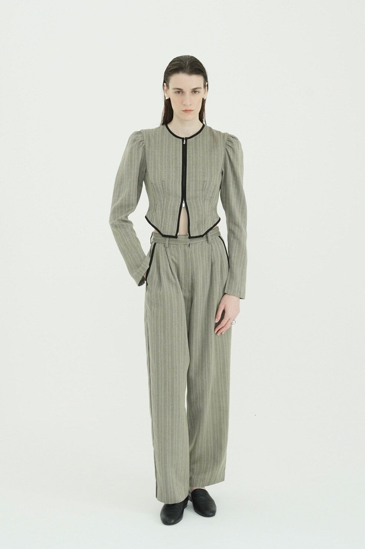 CLANE HERRINGBONE CORSET DETAIL TOPS