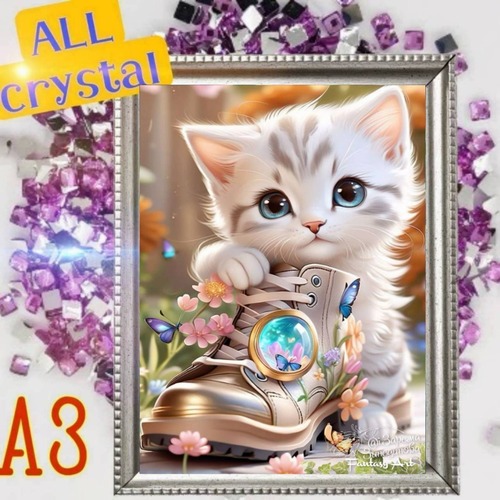 ALLクリスタルビーズ☆四角ビーズ【crystal-123】A3サイズ☆ダイヤモンドアート