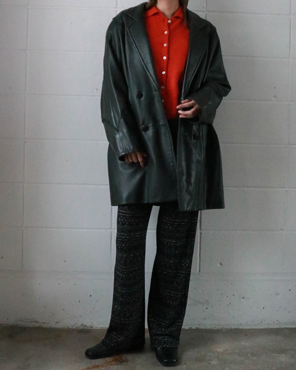 PIERRE BALMAIN dark green leather coat | VINIVINI ONLINE SHOP