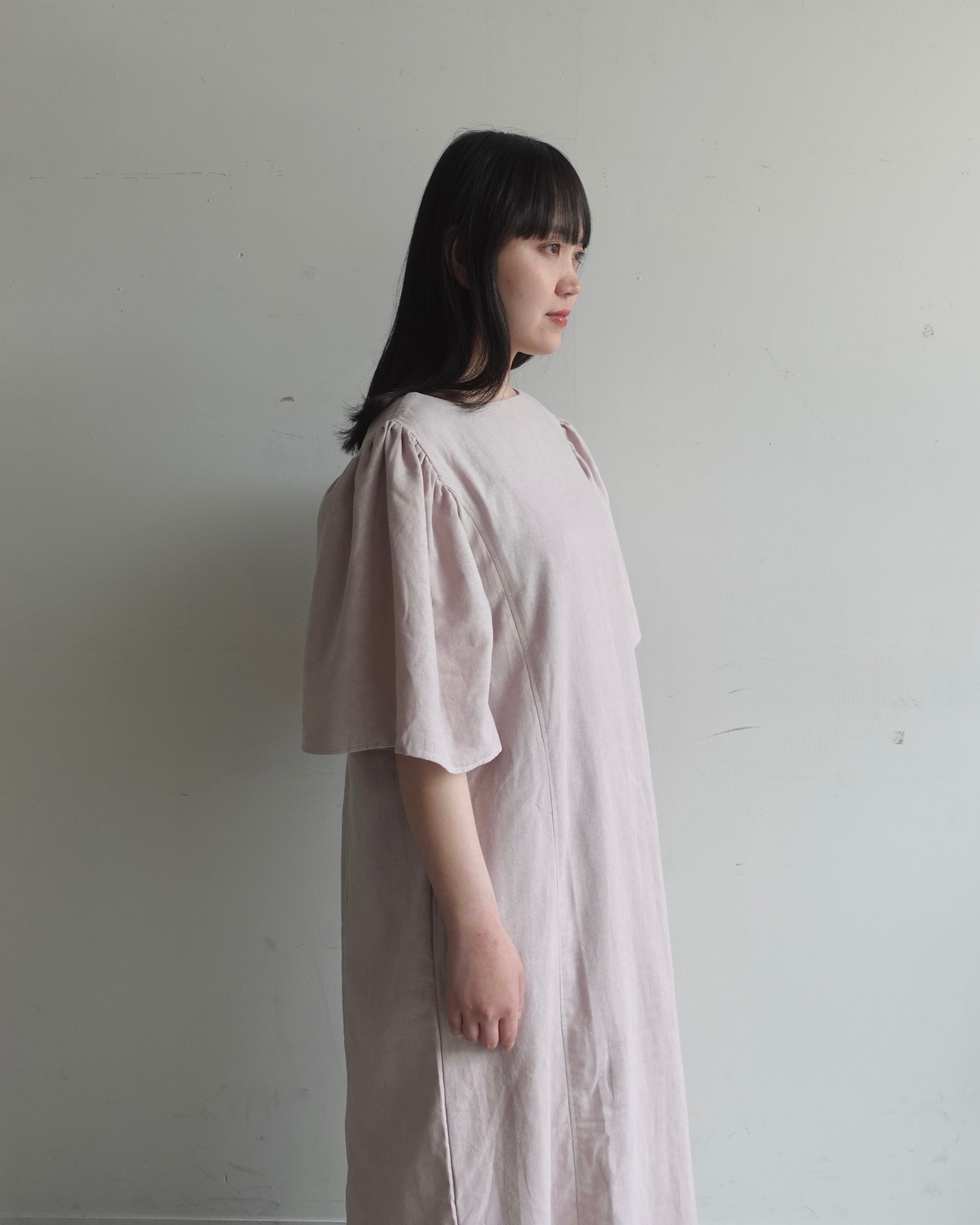 smoke half linen panel line dress | -by RYOJI OBATA OFFICIAL STORE