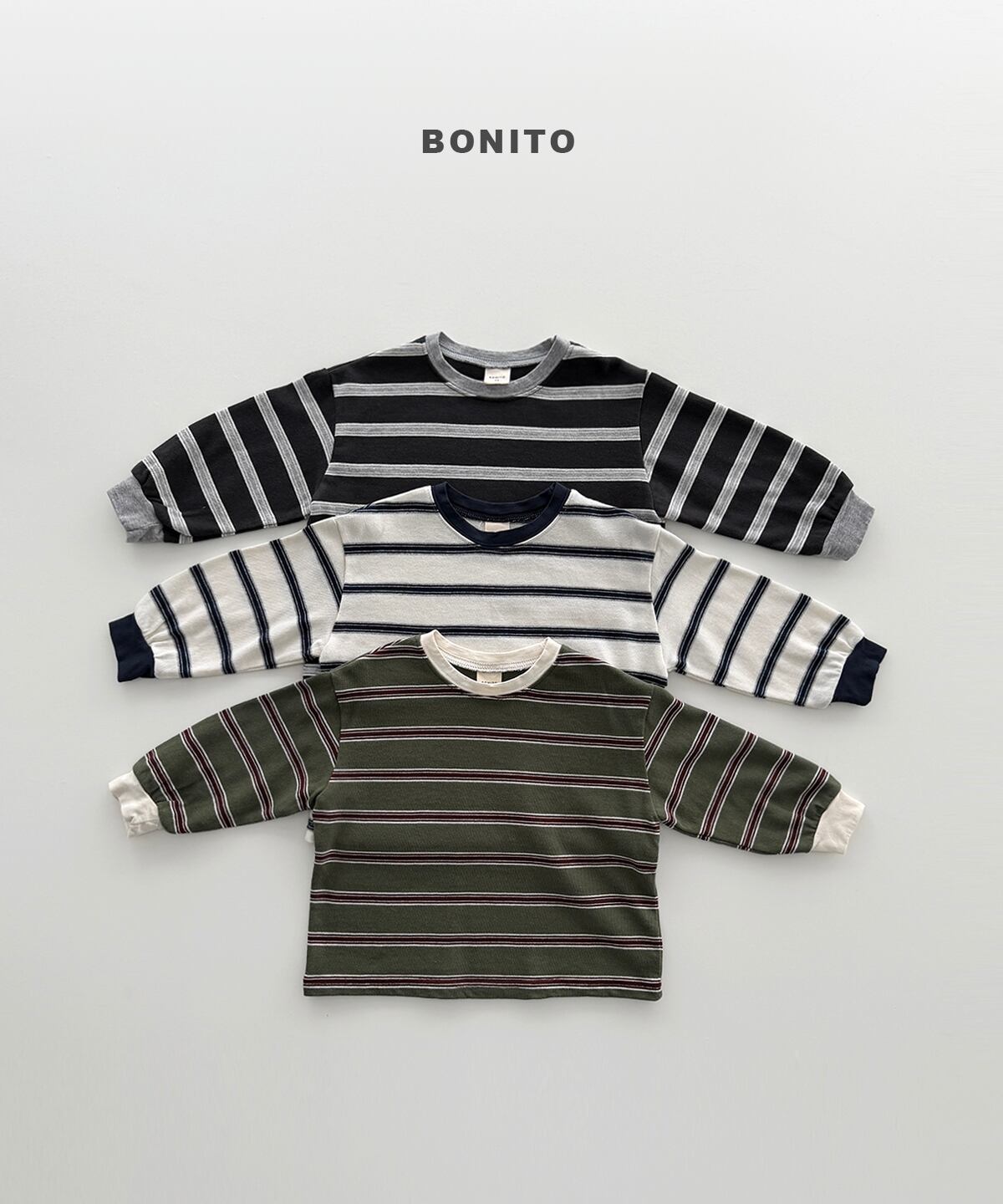【Jr.size】haru stripe shibori tee【BONITO】※9月中旬発送予定