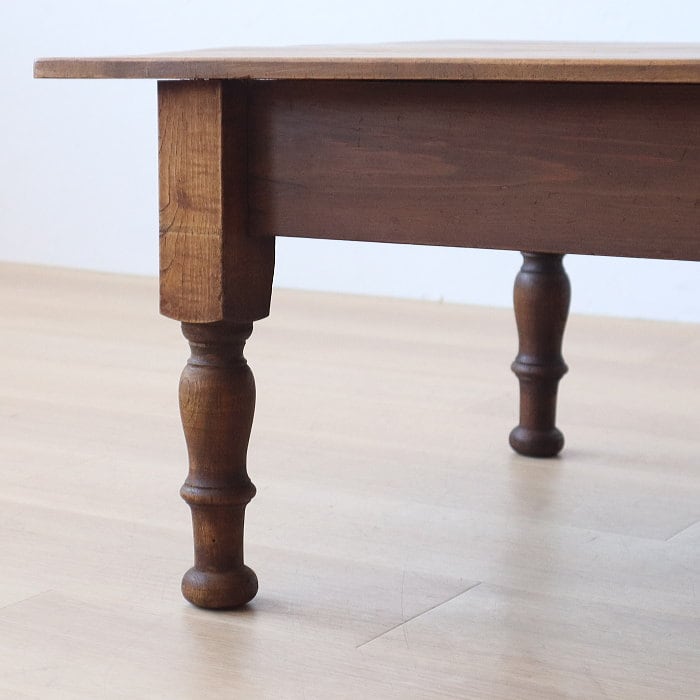 アンティーク ロクロ脚 引き出し3杯 無垢材 文机 古家具 トチ アンティーク ロクロ脚 引き出し3杯 無垢材 文机 古家具 トチ | RENOKA