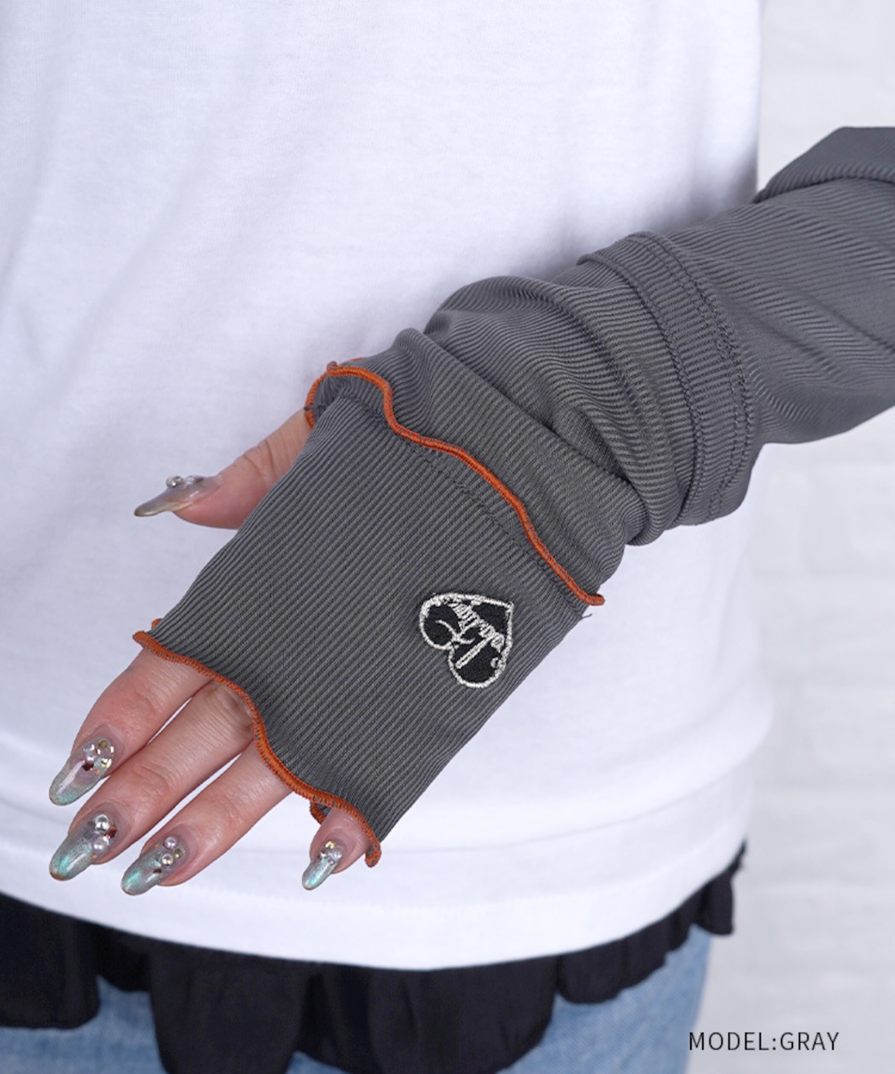 【直営限定ITEM】バイカラーメロウアームカバー (GRAY) CQ-49505H