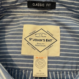 【ST JOHN'S BAY】ストライプ 柄シャツ 長袖 ボタンダウン カジュアルシャツ X-Large US古着 アメリカ古着