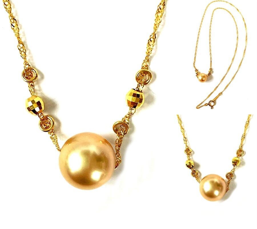 K24 YG ゴールデンパール ネックレス ペンダント イエローゴールド