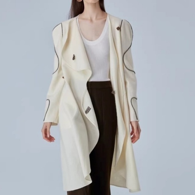 ラッフル パイピング ロング コート 239754