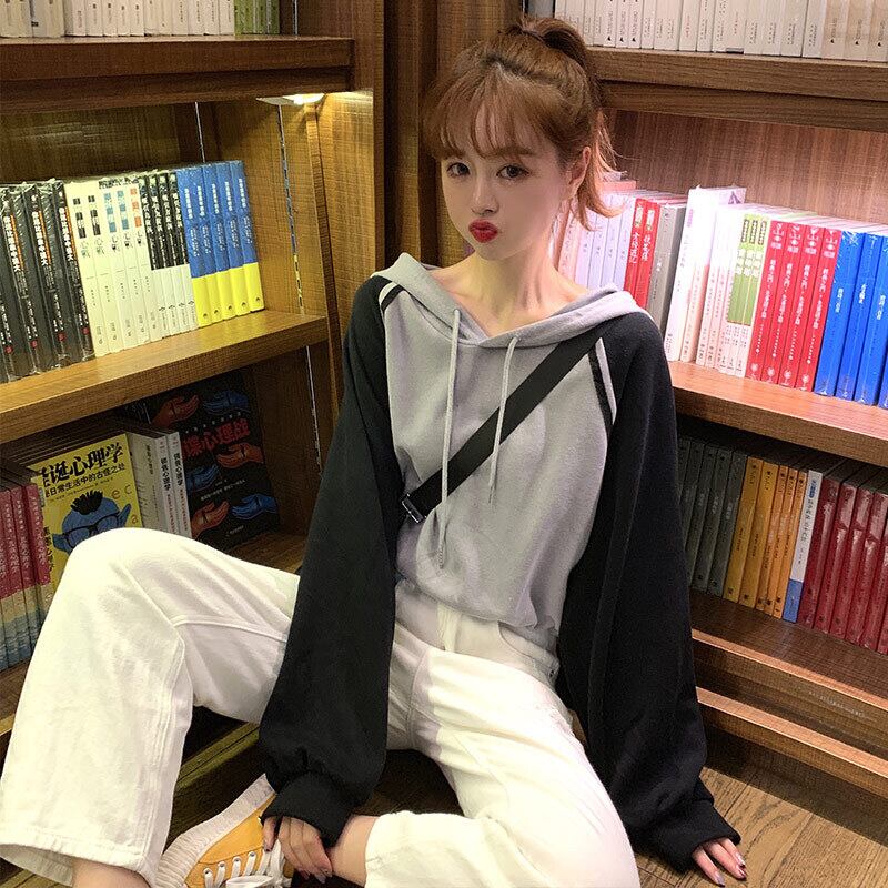 ブラウス スプリングルーズカラーショートフードセーター ロング 春物 萌量不足31089884719