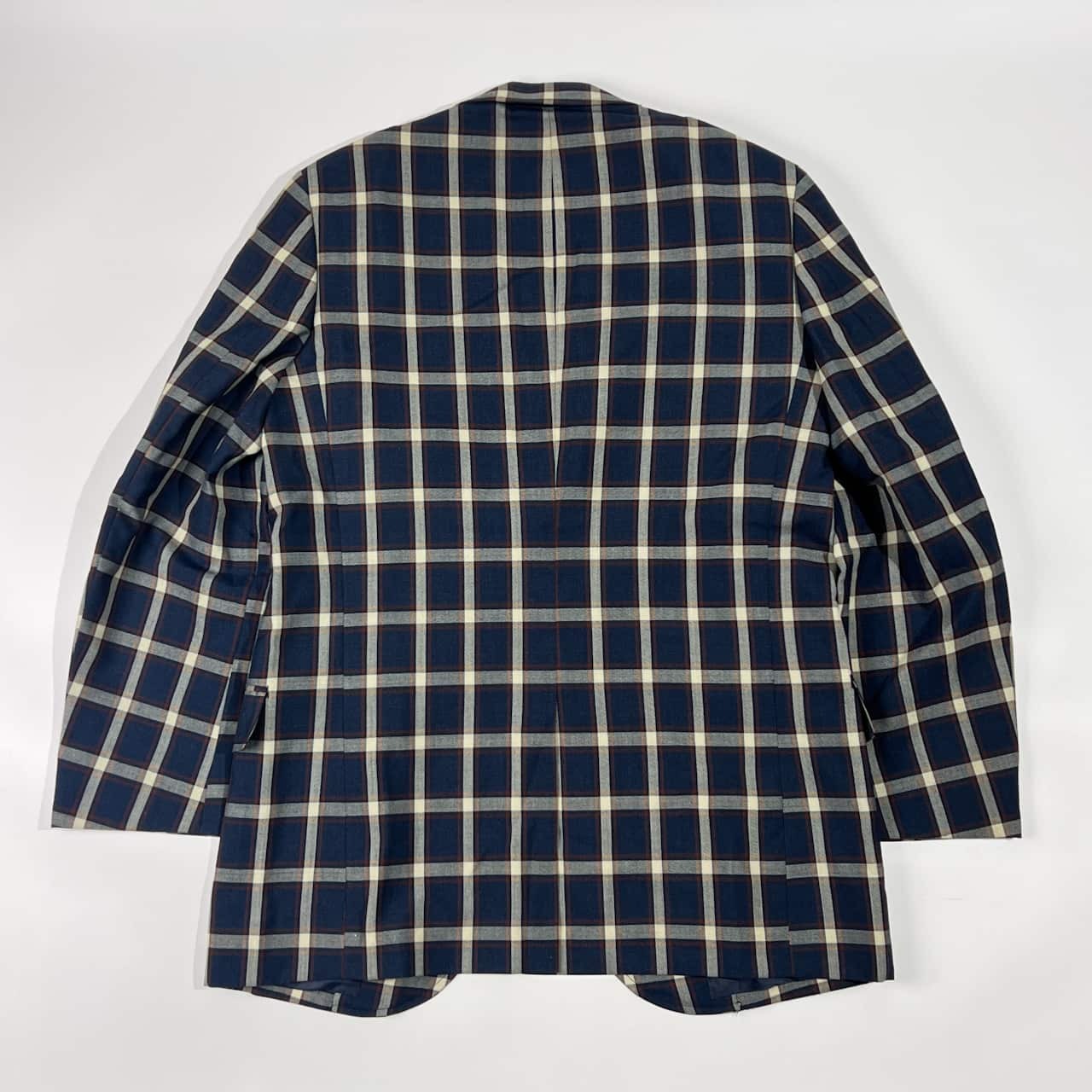 70s 80s Kent ケント 金ボタン チェック 背抜き テーラードジャケット 170-90-79/ネイビー系 メンズ/アイビー/トラッド/ビンテージ/ヴァンヂャケット