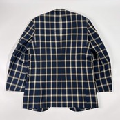 70s 80s Kent ケント 金ボタン チェック 背抜き テーラードジャケット 170-90-79/ネイビー系 メンズ/アイビー/トラッド/ビンテージ/ヴァンヂャケット