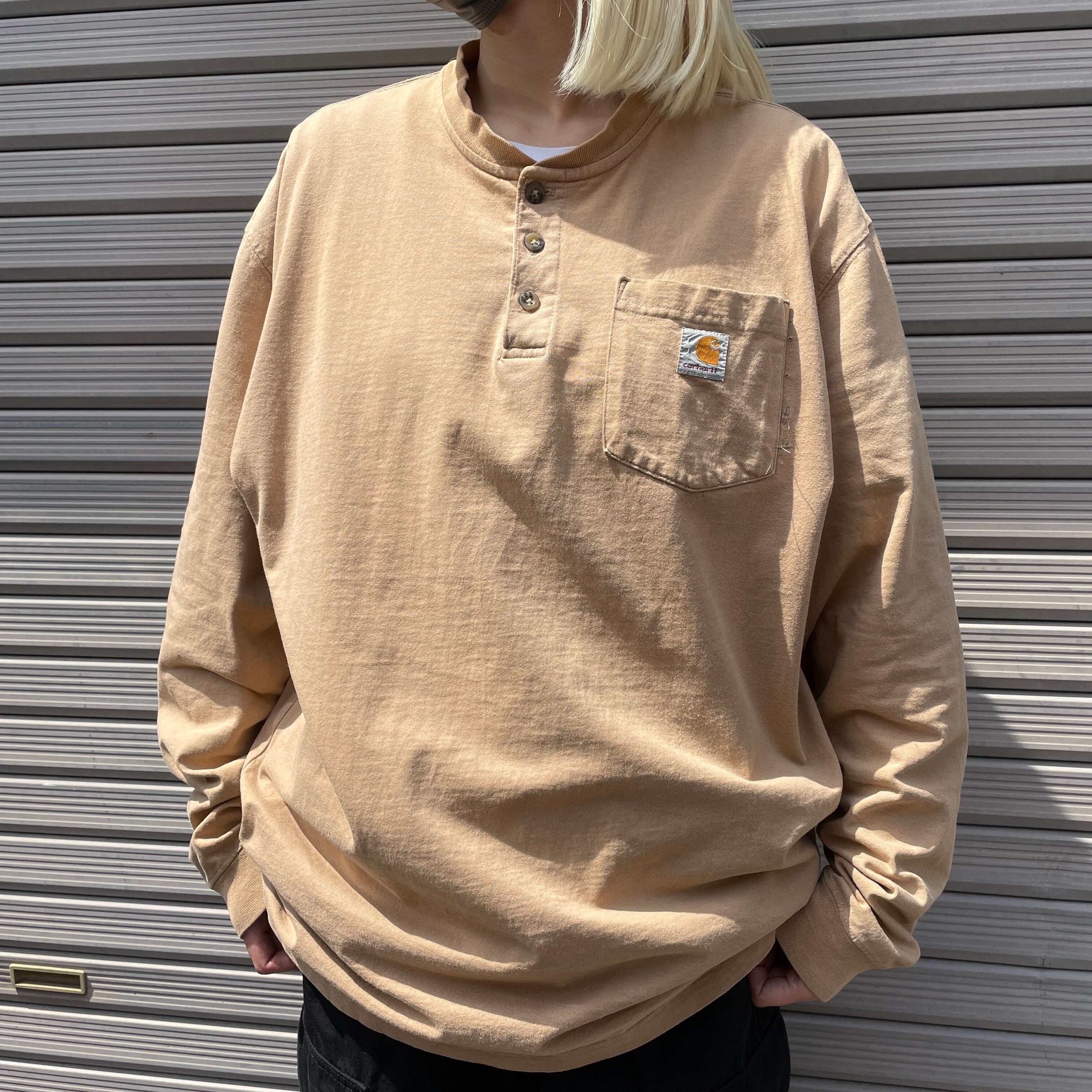 カーハート Carhartt ORIGINAL FIT ヘンリーネック 半袖 ワンポイントロゴポケットTシャツ メンズXL /eaa345557