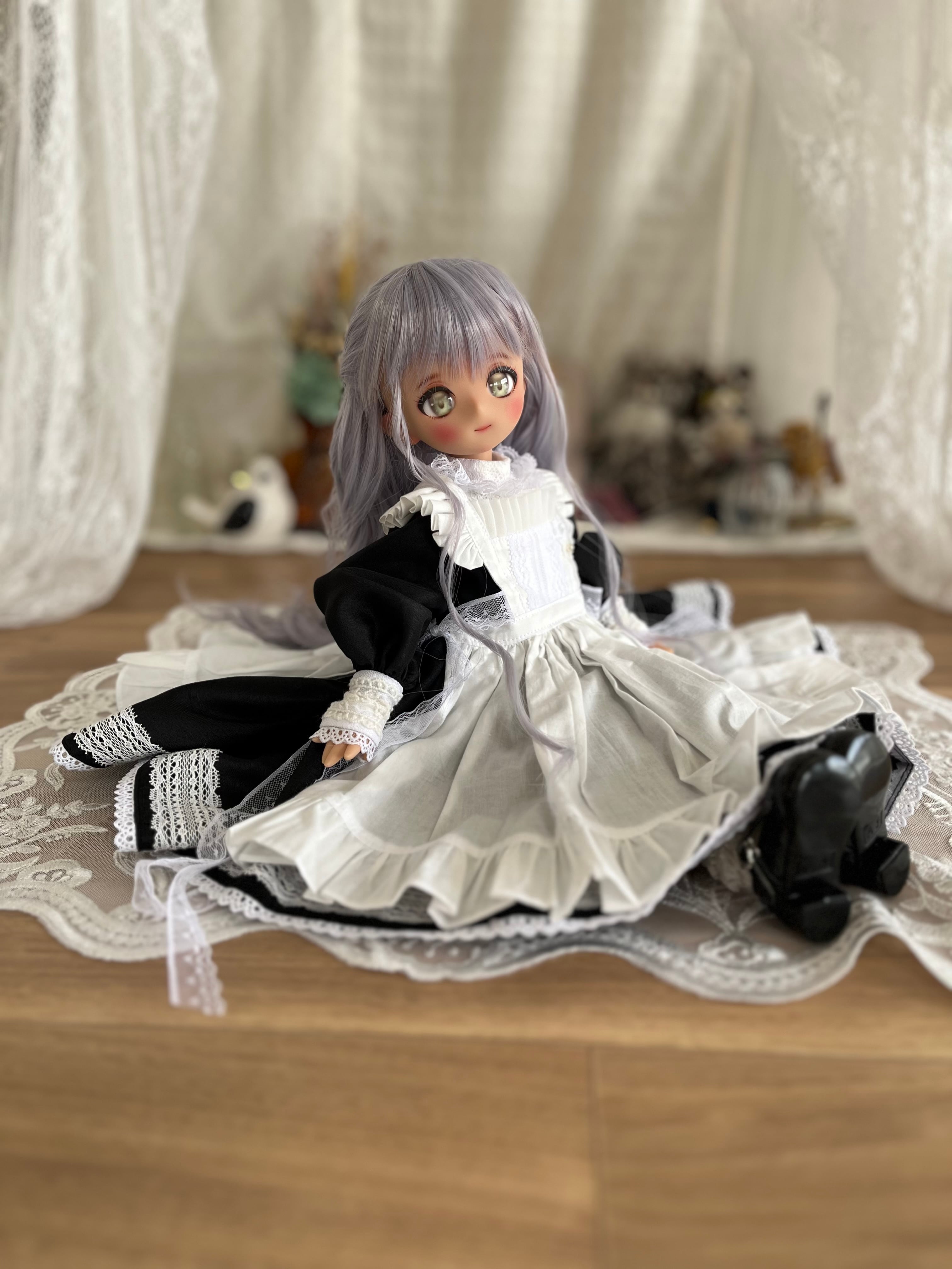 SDM.MDDドール用アウトフィット ドレス エプロン ヘッドドレスセット MDD SDM KUMAKO サイズ クラシカルメイドセット ワンピース＋エプロン