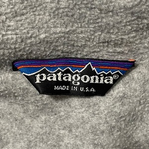【patagonia】80s USA製 シェルド シンチラジャケット フリースジャケット ナイロン オールドパタゴニア 刺繍 ワンポイントロゴ ターコイズブルー アウトドア ヴィンテージ US古着