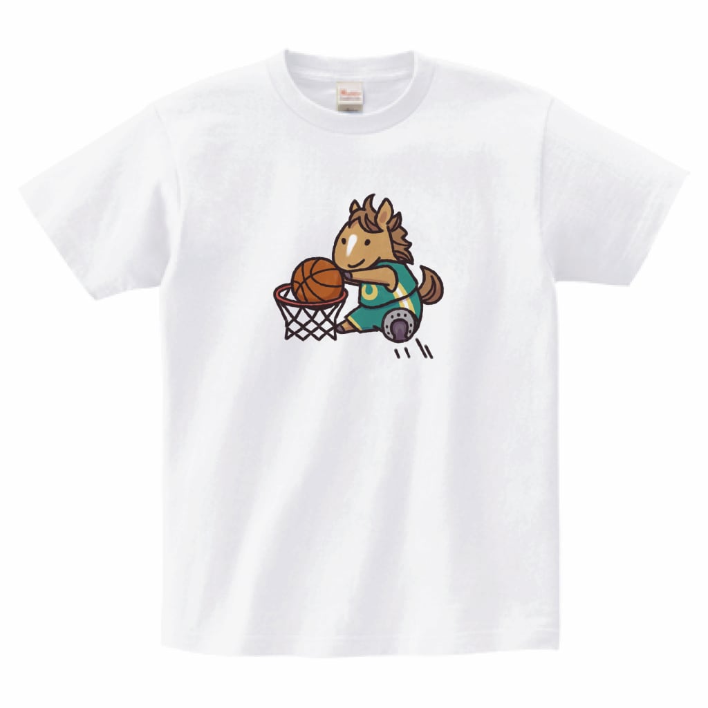 お馬の白Tシャツ バスケ（M）