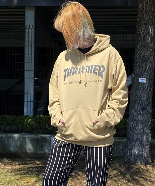 THRASHER(スラッシャー) MAG LOGO HOODIE SWEAT PARKA マグロゴ パーカー サンドカーキ/モス TH8501PL