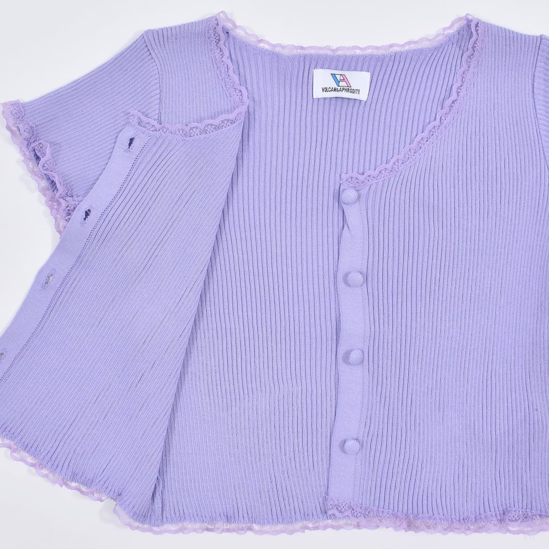 Popteen11月掲載☆ゆめぽて着用】リブレース半袖ピタカーディガン