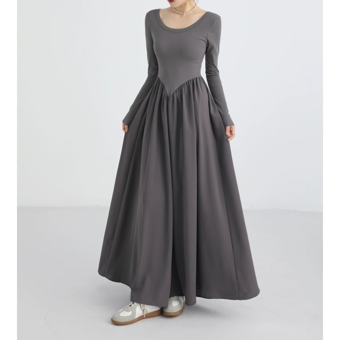 マキシ丈フレアワンピース    r001242