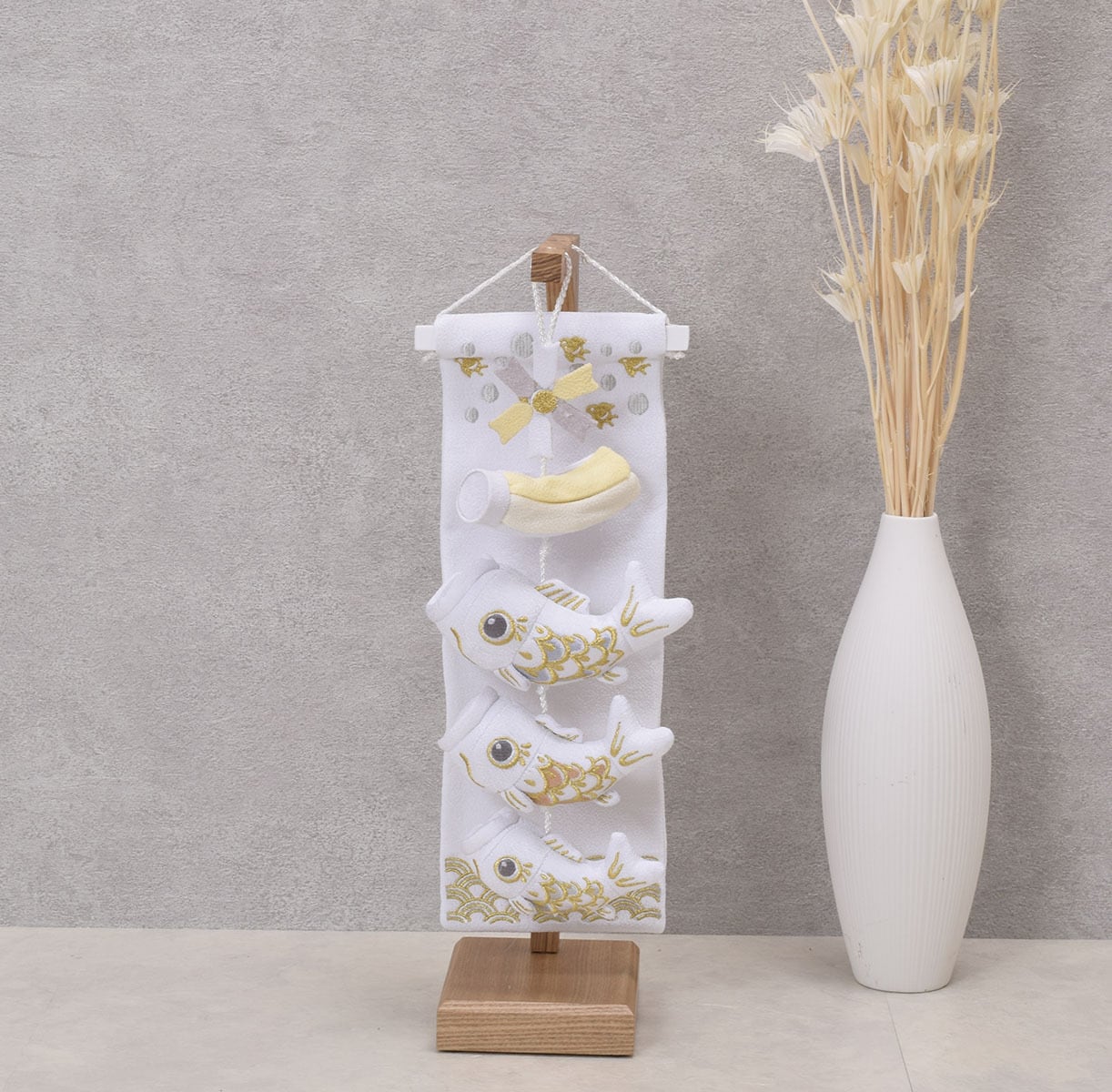 鯉のつるし飾り【白金鯉】コンパクト｜おしゃれ｜モダン｜今どき