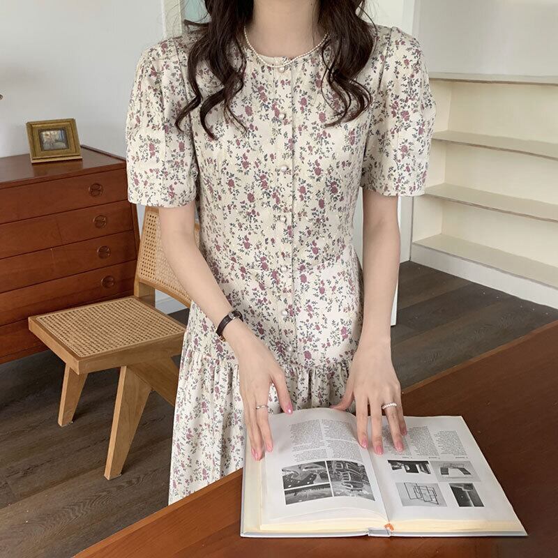 ワンピース レディース ロングワンピース ロング ロング丈 半袖 ラウンドネック Aライン かわいい 大人可愛い きれいめ カジュアル エレガント 清楚 フェミニン おしゃれ 綺麗 お嬢様 おとな こなれ感 ラフ ラブリー キュート ガーリー ルーズ 個性的 アンティーク 華やか 花柄 小花柄 フラワー 花 学生 デート お出かけ 女子会 休日 イベント リゾート 散歩 カフェ巡り 街歩き 公園デビュー フリーサイズ モテ 夏 アプリコット ブラック 10代 20代 30代 韓国 着回し 普段使い モテ