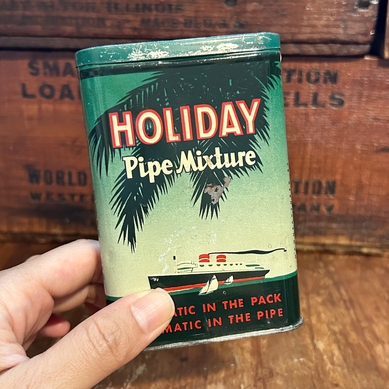 1940s ホリデー パイプミクスチャー ヴィンテージ タバコ缶 HOLIDAY PIPE MIXTURE Vintage Tobacco Tin T-761