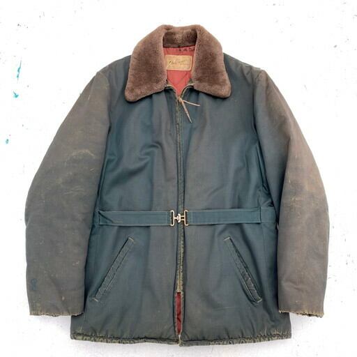 's 's HERCULES OUTERWEAR ブルゾンコート ボア襟 ダークグリーン