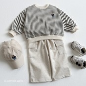 韓国子供服 / VIVID-I / 26Autumn / ストライプベア セットアップ / 女子服 / 秋服 *XS~JM*