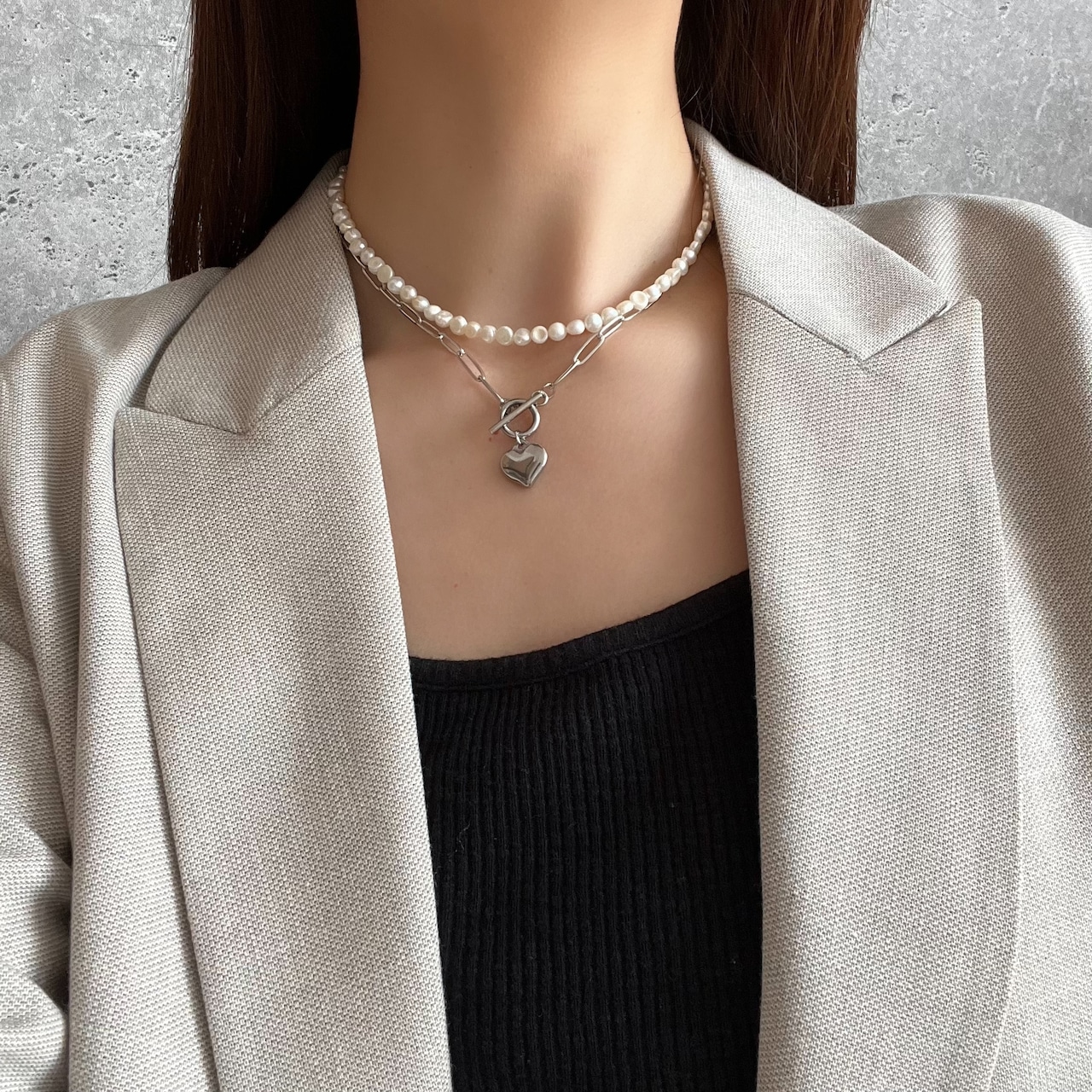 ハートチャーム マンテルネックレス