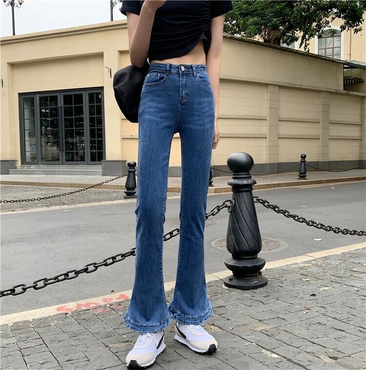 ダークブルー ストレートデニムパンツ