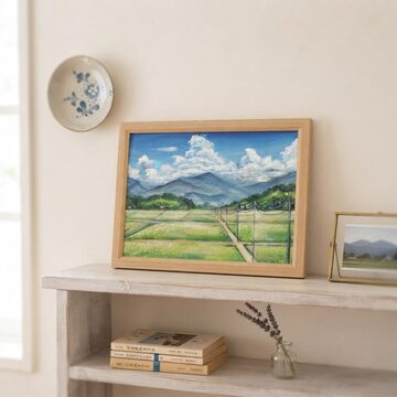 油絵 油彩 油彩画 絵 絵画【富士山とミニ芝桜富士山】 | PAY ID