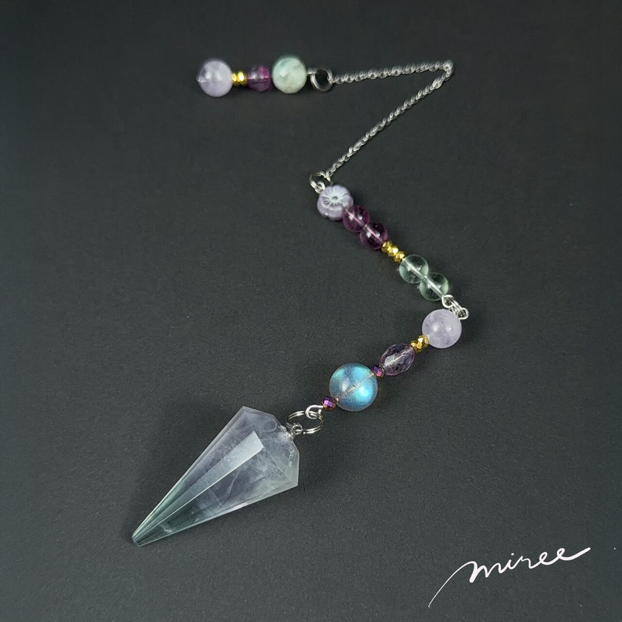ふっと視界がひらけるペンデュラム【フローライト×ラブラドライト】fluorite pendulum_137