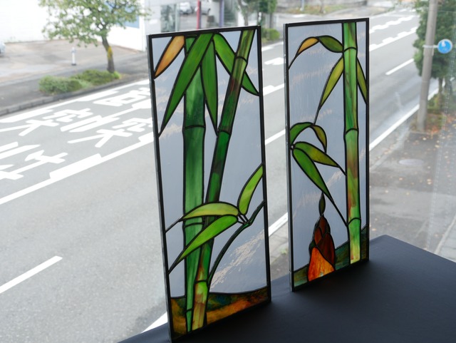ステンドグラス 】パネル 「竹」 KA | ステンドグラス工房かわもと 