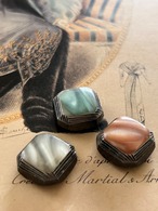 Japanese Vintage ヴィンテージボタン スクウェア カボション 16mm マーブル調 オレンジベージュ/グレージュ/グリーン レトロボタン アクセサリーパーツ 装飾材 カルトナージュ