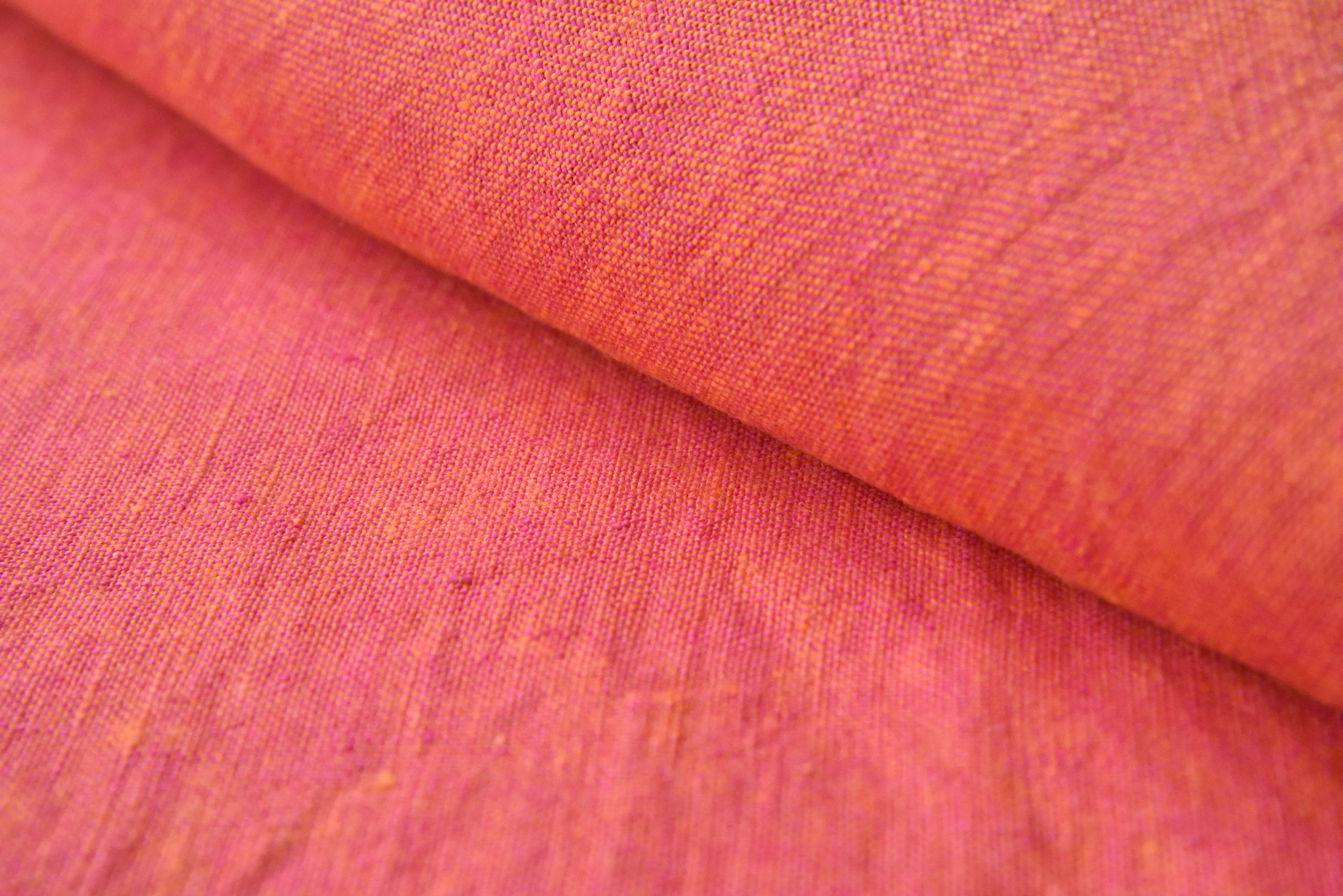 普通地 プレウォッシュリネン オレンジxピンク