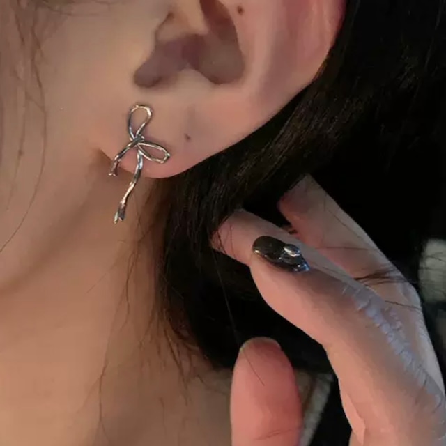 simple ribbon earrings　2litr03101