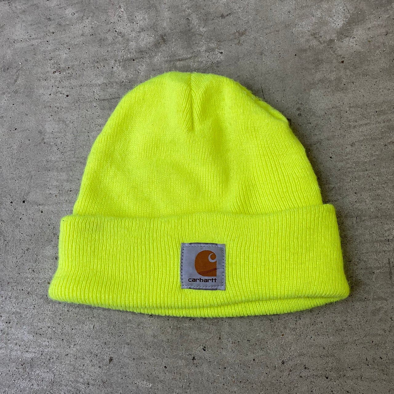 Usa製 Carhartt カーハート ロゴ ニットキャップ メンズ レディース 古着 ネオンイエロー 蛍光黄色 ビーニー ニット帽 帽子 Cave 古着屋 公式 古着通販サイト