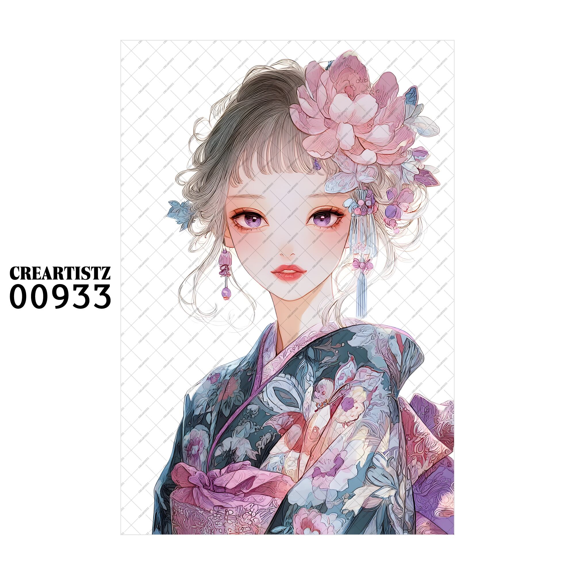 00933 ガール キュート オリジナル ペーパー/ステッカー 4枚セット CREARTISTZ