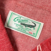 Crocodile クロコダイル ハイビスカス 半袖シャツ LL/レッド メンズ