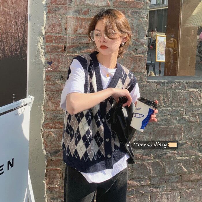 Vネックセーター ニットカーディガンスプリングノースリーブジャケット 春物 モンロー7417951028