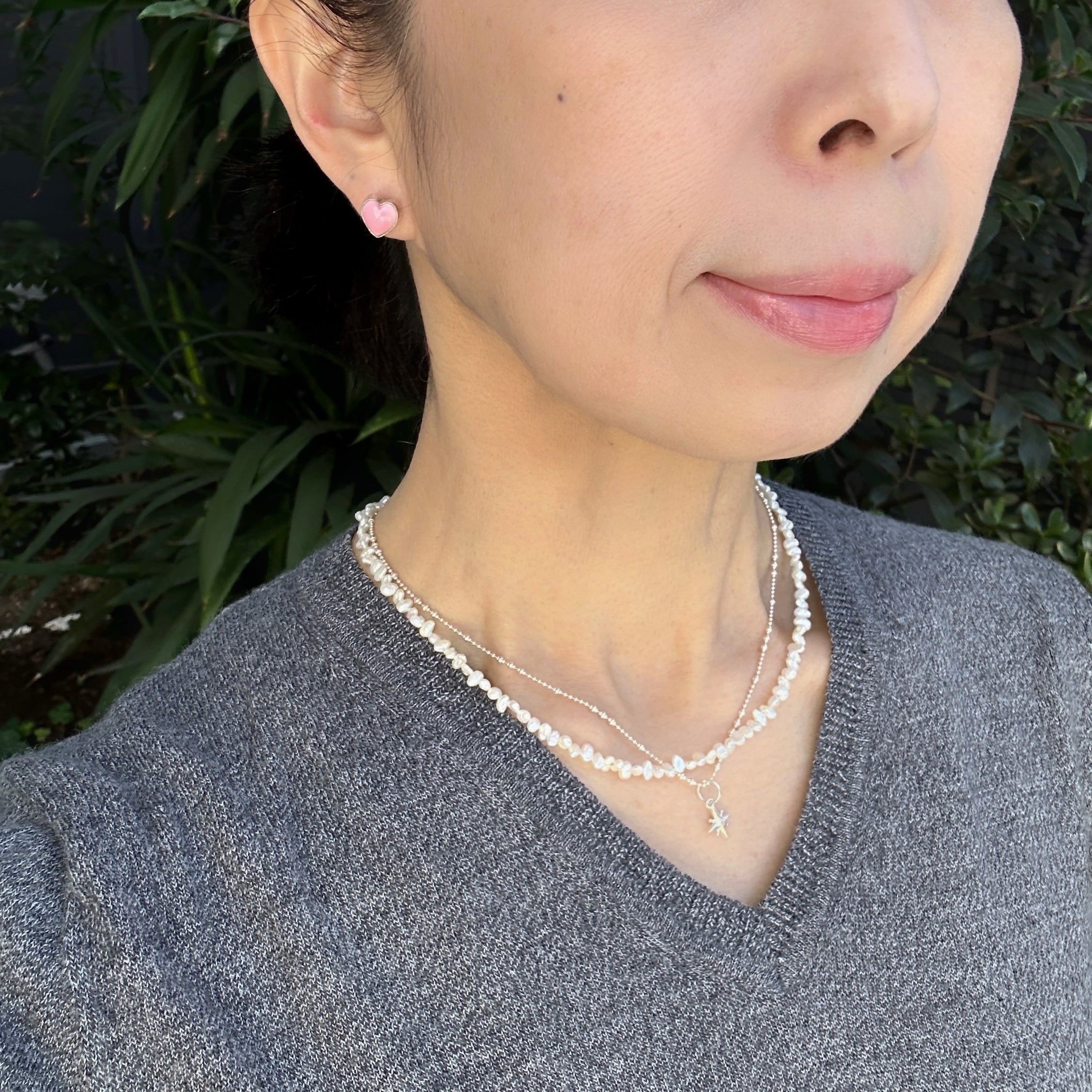 ラスト1】《Indian Jewelry 》 コンク シェル ハート型 スタッドピアス